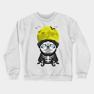 Pug's Haunting Howl: Halloween Moonlit Delight Crewneck Sweatshirt